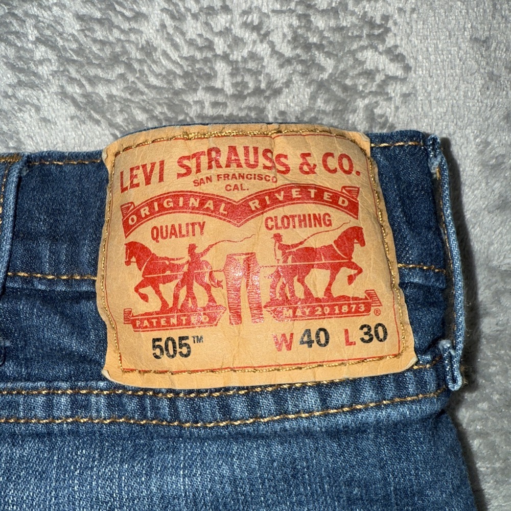 Vintage Levi's 505 Straight Leg‎ 40x30 Blue Jeans Regular Whispering Stone Wash - Picture 10 of 13